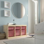 Стеллаж детский - IKEA TROFAST, 93x44x52 см, светло-коричневый/розовый, ИКЕА