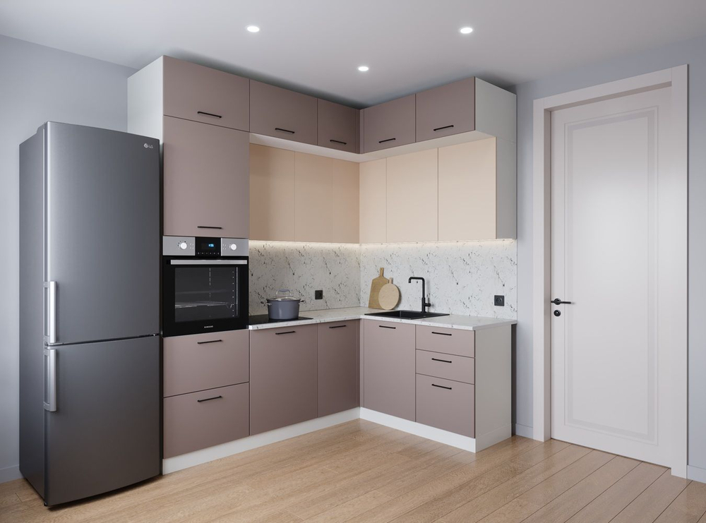 Кухонный гарнитур угловой Латте 2200х1700 столешница 38мм