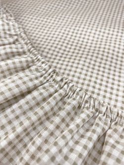 Постельное белье перкаль Сказка "Бежевая клеточка" 2-спальное Наволочка 50х70 см 2 шт Простынь на резинке 160x200 см Пододеяльник 175x215 см