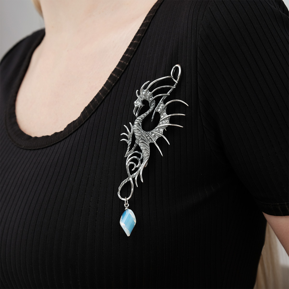 "Колдер" брошь в серебряном покрытии из коллекции "Dragon" от Jenavi с замком булавка