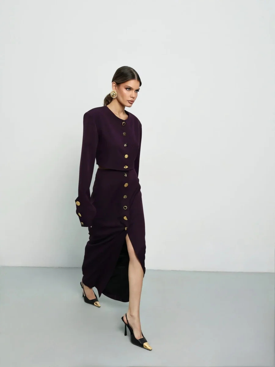 Жакет с декоративными пуговицами, Фиолетовый