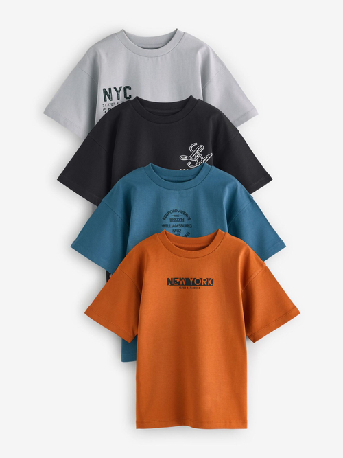 Футболка для мальчика Next E45-247, 4 шт., Серый, Синий, Оранжевый