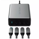 Сетевое зарядное устройство Satechi 4хUSB-C, PD, GaN, 165Вт, серый космос