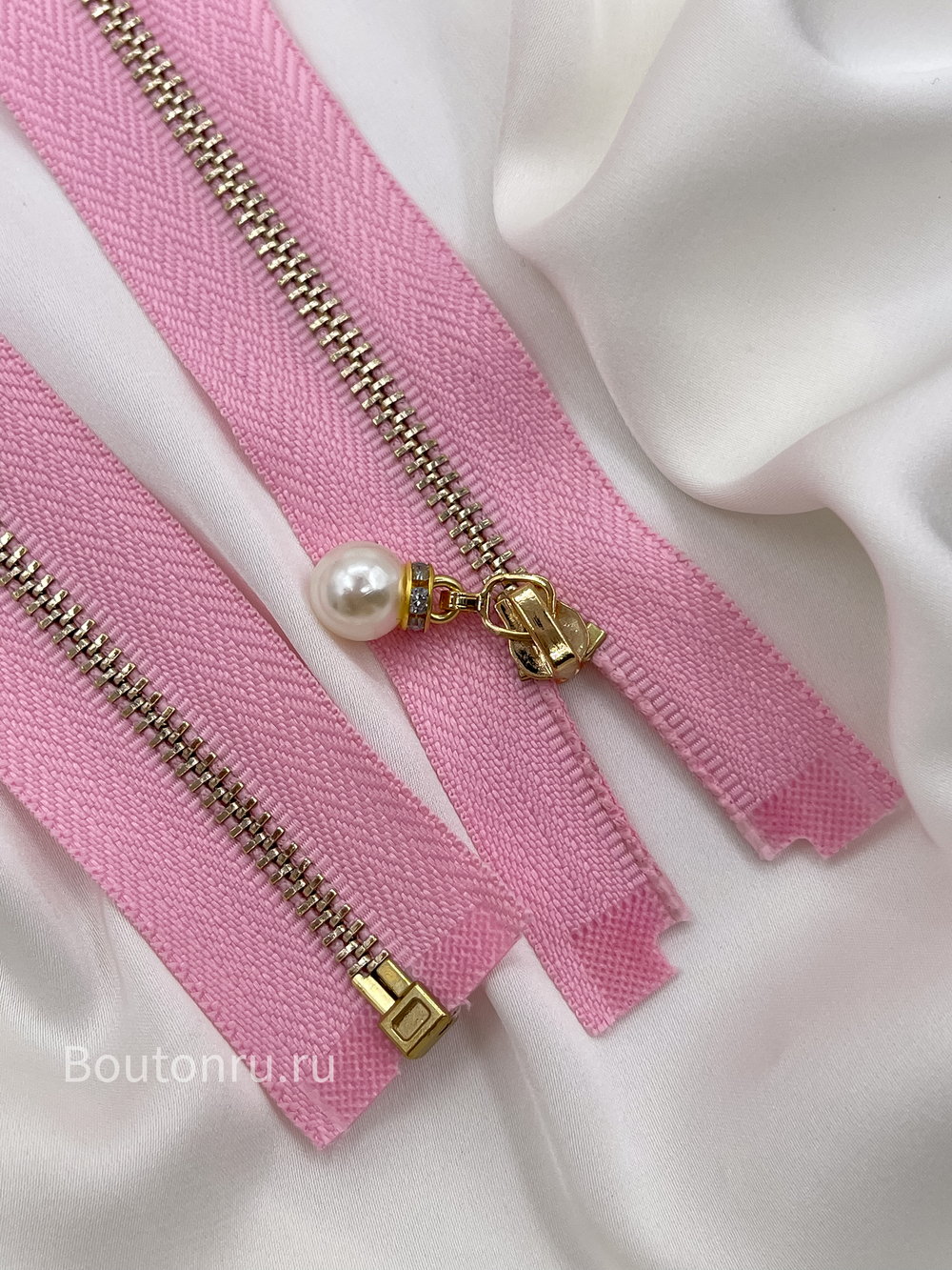 Молния розовая золото жемчуг