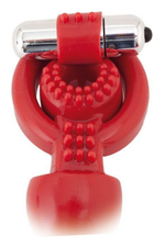 Красная вибронасадка Black&Red для двойного проникновения (Цвет: красный)