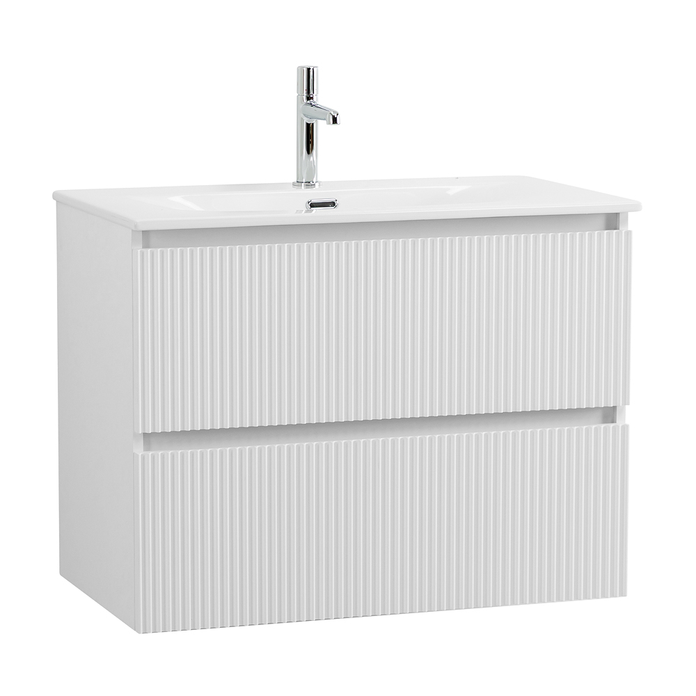 Тумба с раковиной подвесная BelBagno UNO-MINI-700-2C-SO-BO Bianco Opaco, раковина белая BB-8099-3-70