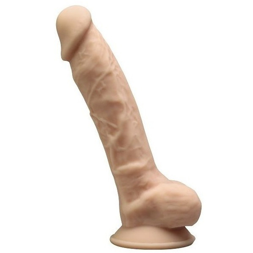 Телесный фаллоимитатор-реалистик 17,5см с мошонкой на присоске SilexD Premium Silicone Dildo 7" Model 1