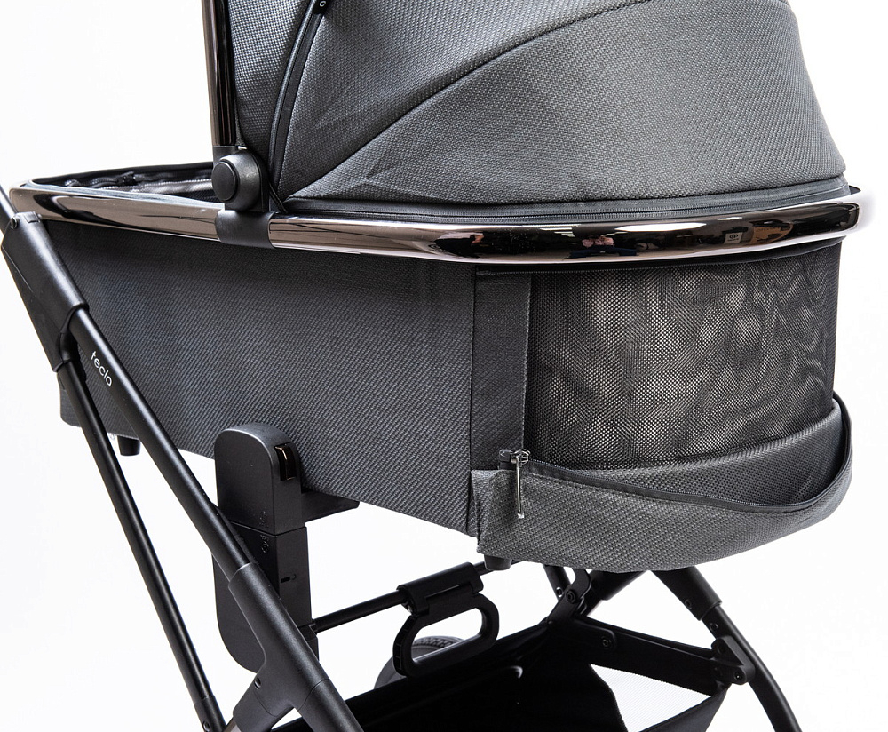Детская коляска Peppy Tecla 3 в 1 с автокреслом First black Shadow Antrazit Chrome Edition (Графитовый)