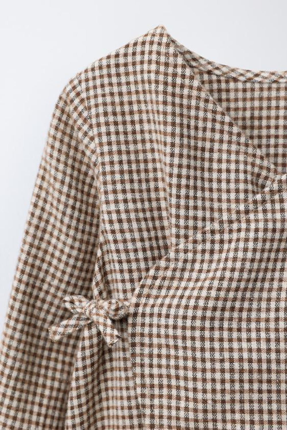 ZARA КОМБИНЕЗОН В КЛЕТКУ, КОРИЧНЕВЫЙ/ЭКРЮ