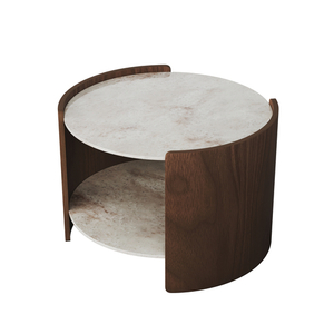 Столик Lagom Stone D 65 см высота 45 см (камень OV, орех)
