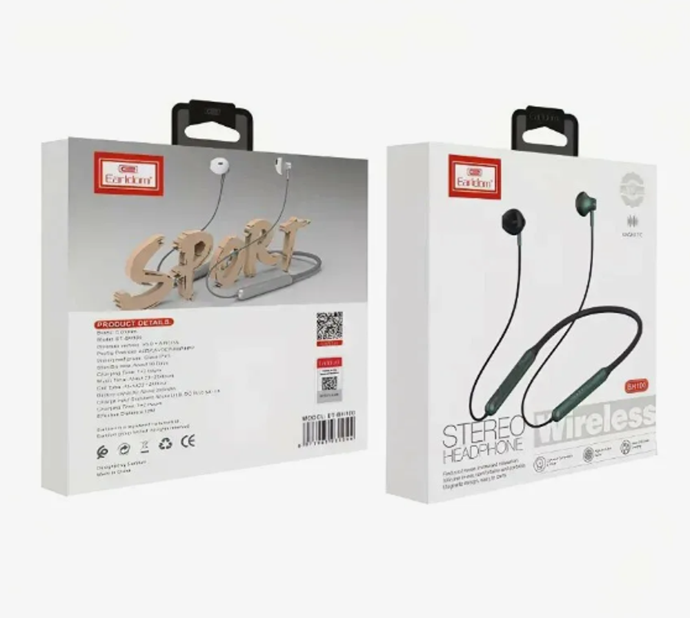 Наушники Earldom ET-BH100 Bluetooth внутриканальные с микрофоном, графитный
