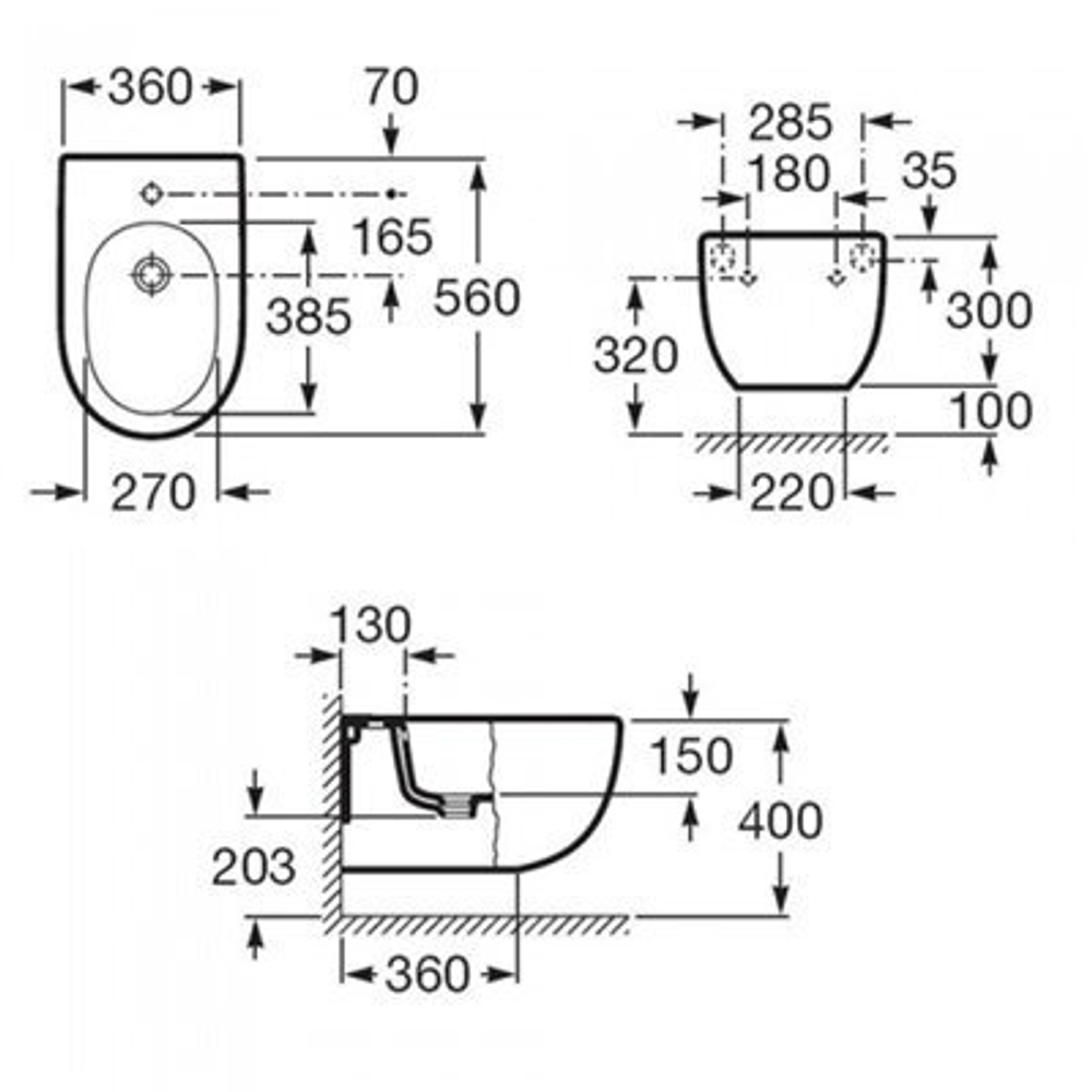 7357245000	БИДЕ ПОДВЕСНОЕ ROCA N-MERIDIAN