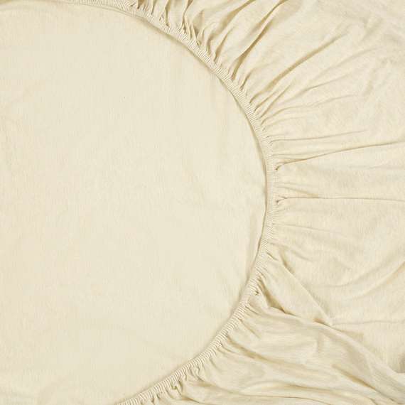 Простыня на резинке из хлопкового трикотажа серо-бежевого цвета из коллекции essential