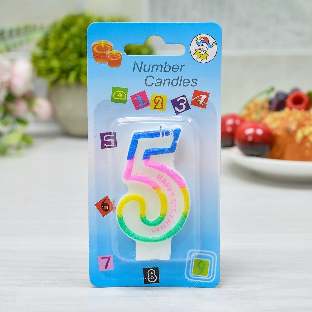 Свеча для торта цифра "5" 7см "Celebration", парафин