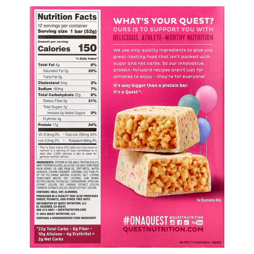 Quest Nutrition, протеиновый батончик, хрустящий торт, 12 батончиков по 52 г (1,83 унции)