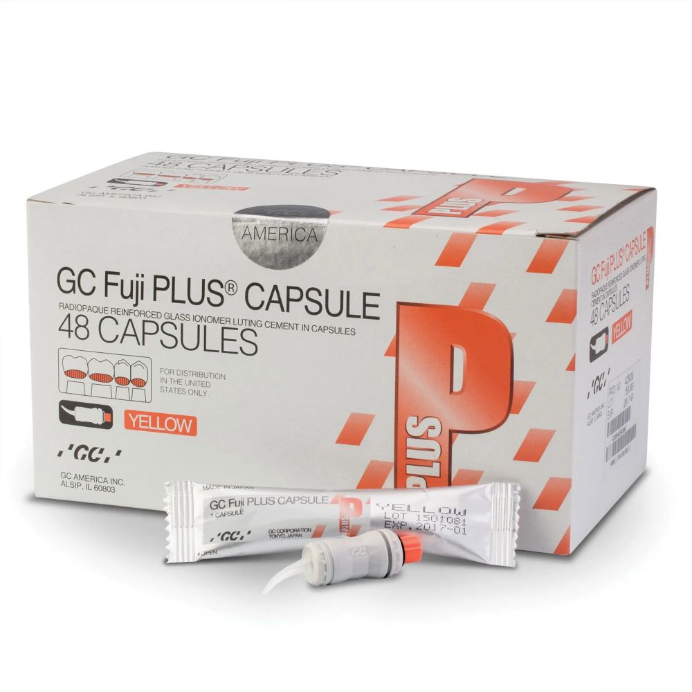 Fuji Plus Yellow Capsule (50шт.) Фуджи Плюс Капсулы цвет Желтый, цемент для постоянной фиксации