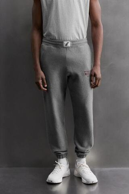 ZARA ДЖОГГЕРЫ С ТЕКСТОВЫМ ПРИНТОМ, СЕРЫЙ МЕЛАНЖ