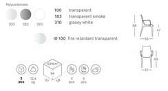 Стул с подлокотниками Vanity прозрачный серый