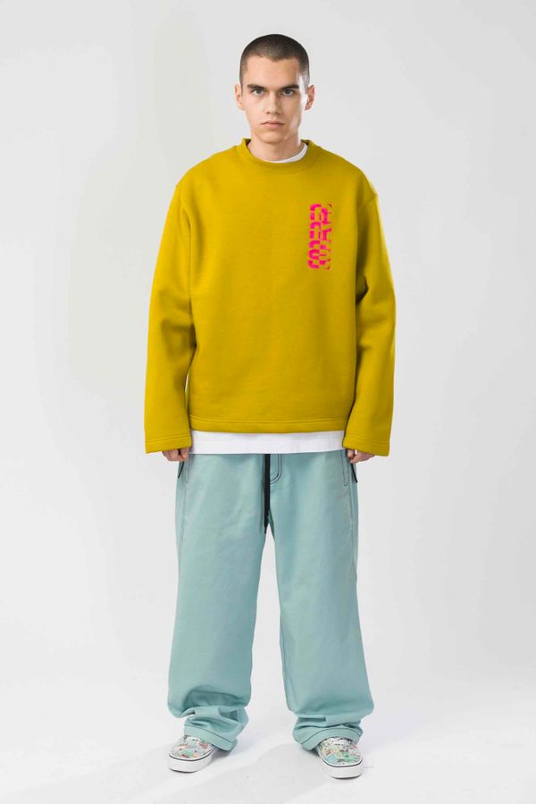 Толстовка Baggy Sleеve Горчичный Темный Half Inverse Font - фото 4