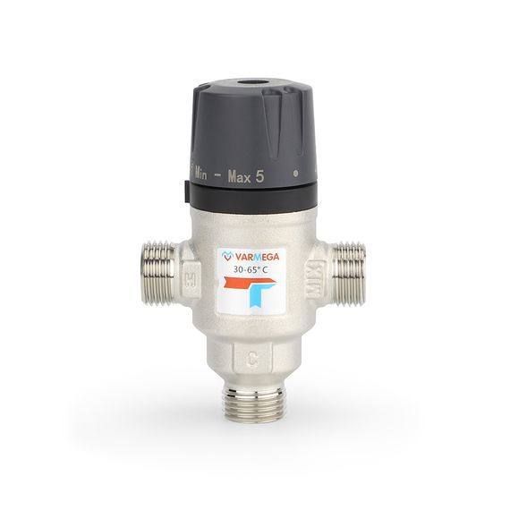 Клапан смесительный термостатический Varmega НР 1/2&quot; 30-65С KV 1,6 боковое смешение 39592