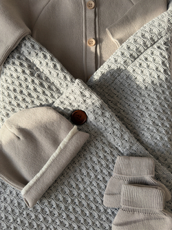 Конверт-плед 2в1 вязаный демисезон серый