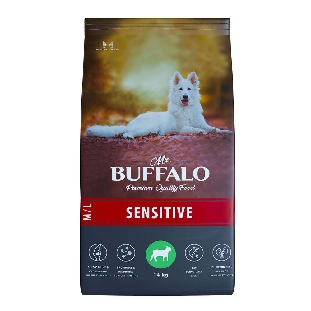 Сухой корм MR.BUFFALO SENSITIVE для собак средних и крупных пород ягненок 14 кг