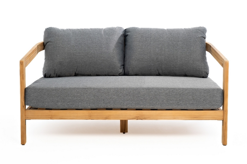 Диван из тика Joygarden ВЕНТО 2-х местный, Natural Teak, серый