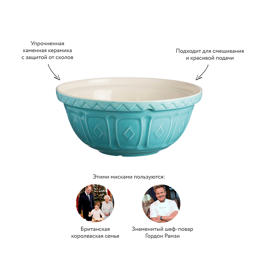 Миска для смешивания colour mix, D24 см, 2 л, бирюзовая