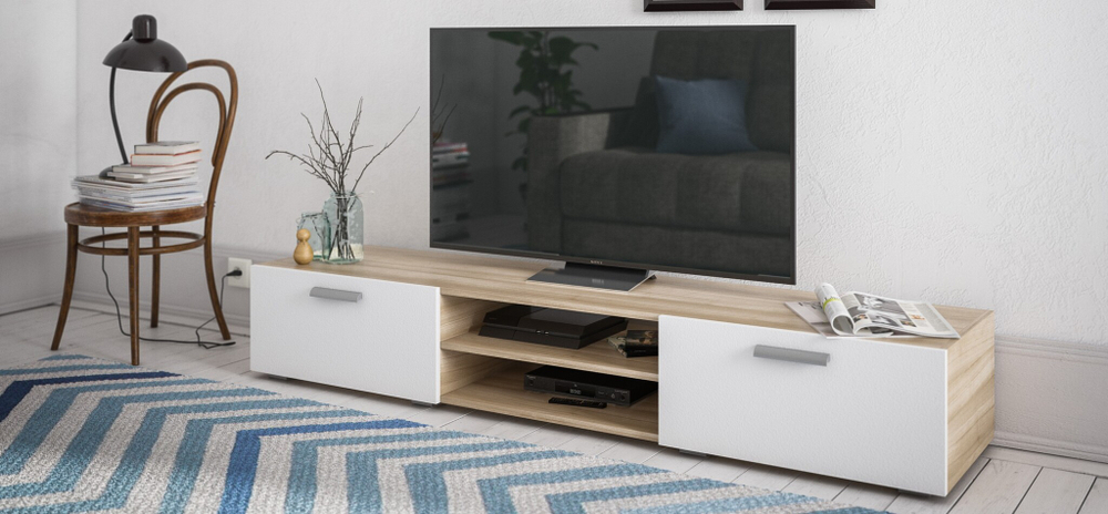 ТВ Тумба Люкс 175 Сонома, Белая (последний экземпляр)