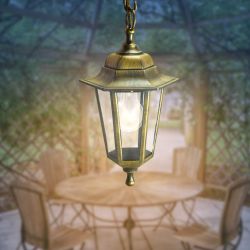 Садово-парковый светильник ЭРА НСУ 06-60-001 бронза 6 гранный подвесной IP44 Е27 max60Вт | Садово-парковые светильники