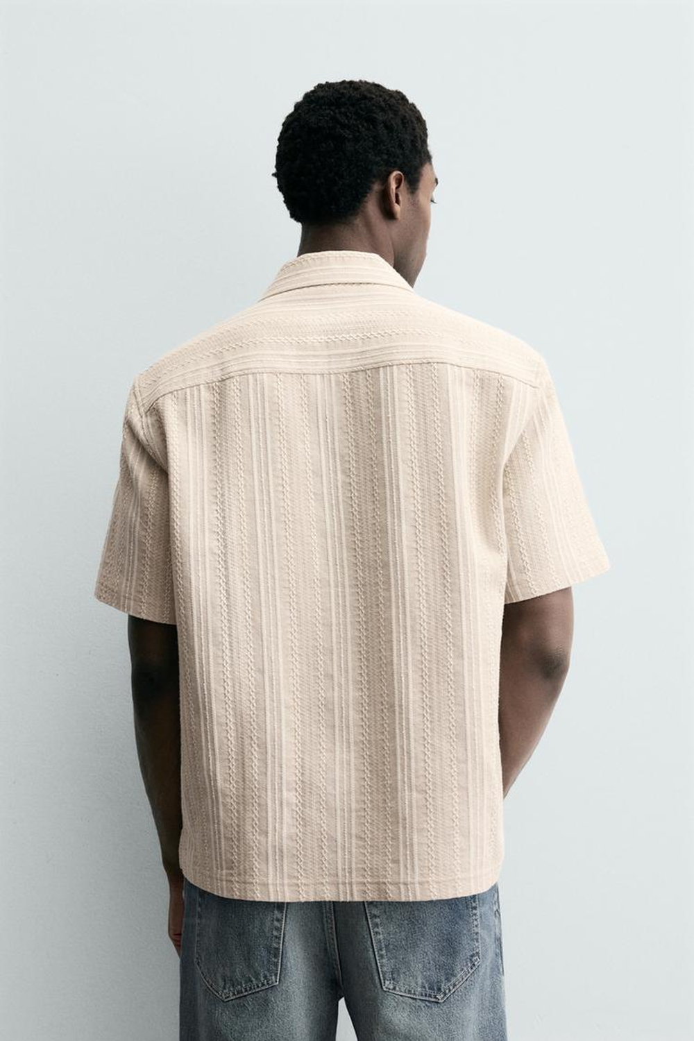 ZARA РУБАШКА ЖАККАРД С ГЕОМЕТРИЧЕСКИМ УЗОРОМ, РЫЖЕВАТО-КОРИЧНЕВЫЙ