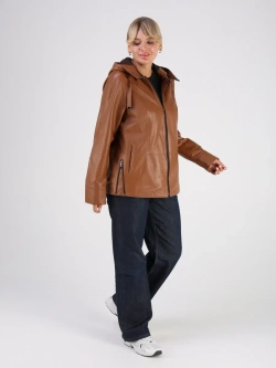 Кожаная куртка демисезонная с капюшоном