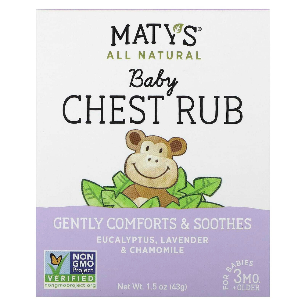 Maty's, Средство для массажа груди, эвкалипт, лаванда и ромашка, для детей от 3 месяцев, 43 г (1,5 унции)