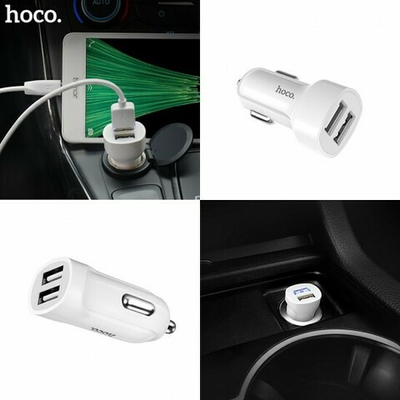 Автомобильный адаптер Hoco Z2А на 2 USB, 010519 Белый