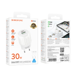 Сетевой адаптер питания BOROFONE BA94A PD 30W QC 3.0 + кабель Type-C -Type-C (белый)