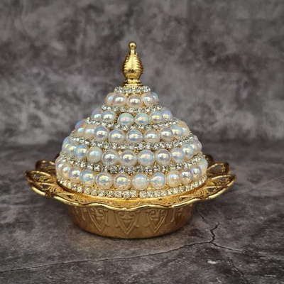 Лукумница "Бриллиант" с крышкой со стразами/Busem. Турция (золотистый)