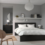 Кровать - IKEA MALM, 200х160 см, жесткий матрас,  черный, МАЛЬМ ИКЕА