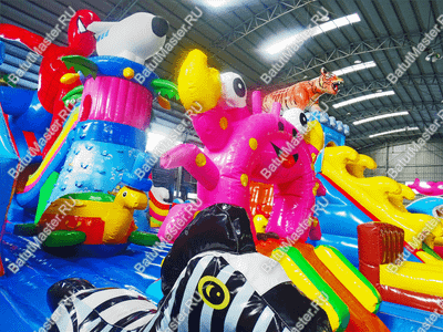 Мега-батут "Хамелеон и динозавры", 22*10*7 м