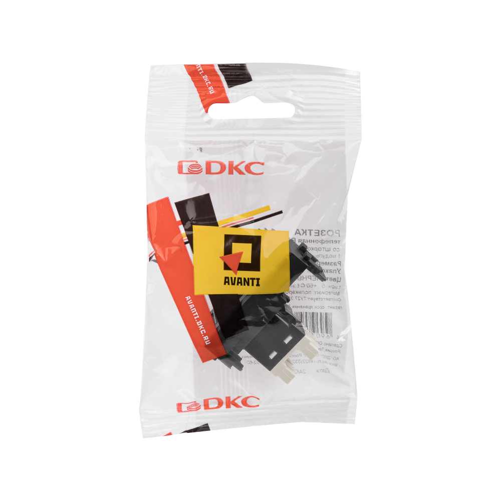 Телефонная розетка RJ-12 модульная, "Avanti", "Черный матовый", 1 модуль