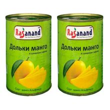 Дольки манго в сахарном сиропе Rasanand 450 г, 2 шт