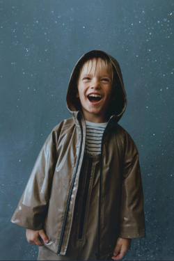 ZARA ПРОРЕЗИНЕННЫЙ ДОЖДЕВИК WATER RESISTANT, СЕРО-КОРИЧНЕВЫЙ