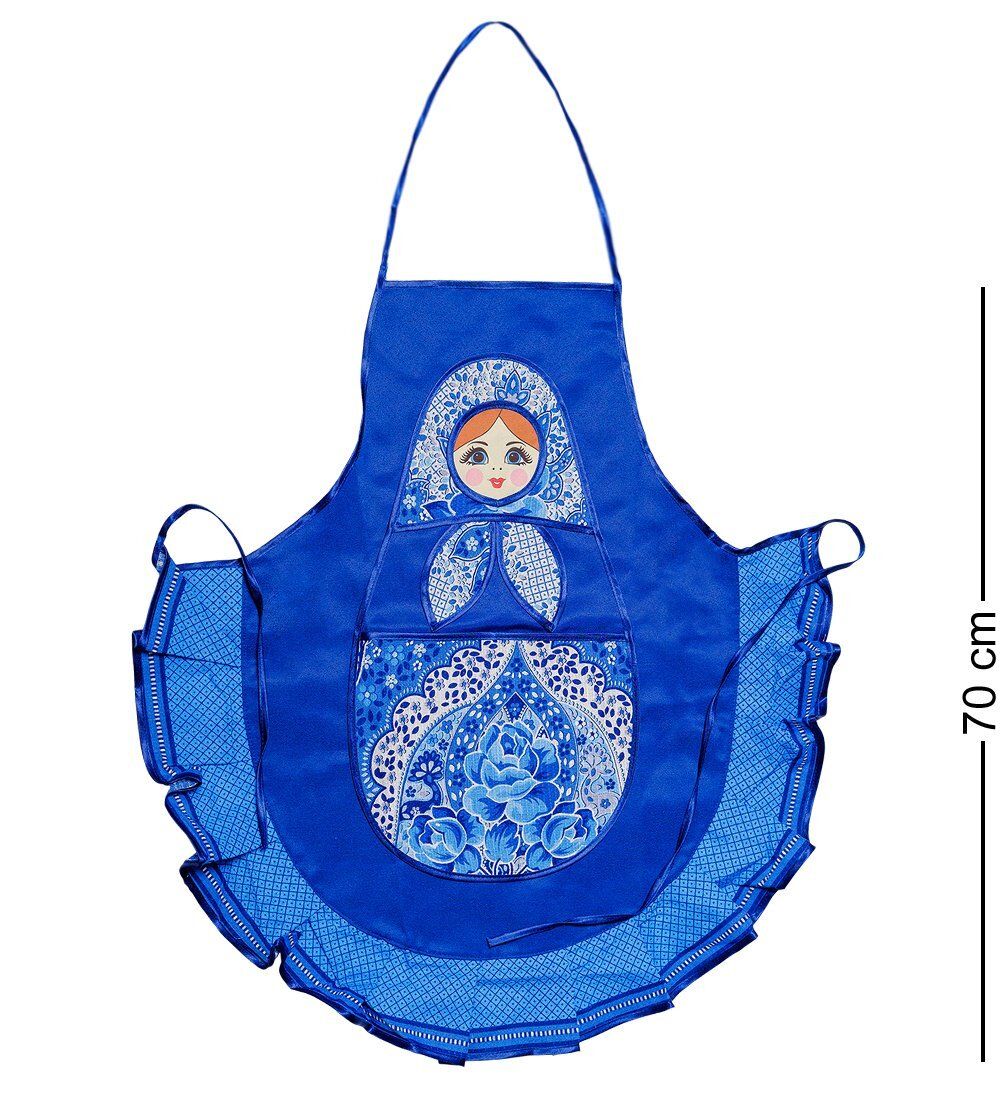 ТК-240-A Фартук «Матрешки» для взрослых (синий)