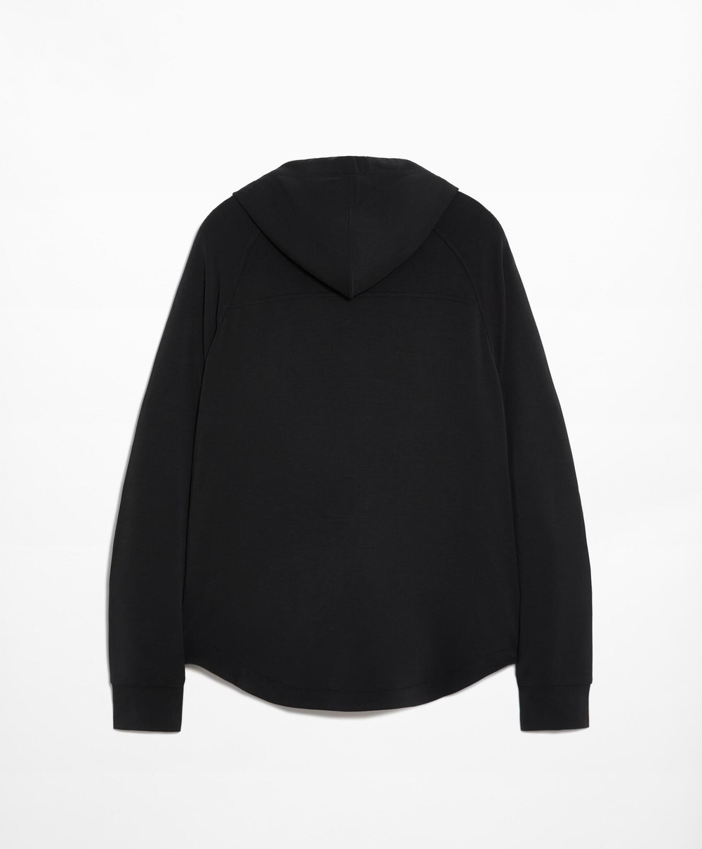 Oysho Куртка широкого прямого кроя с капюшоном из ткани с модалом, черный