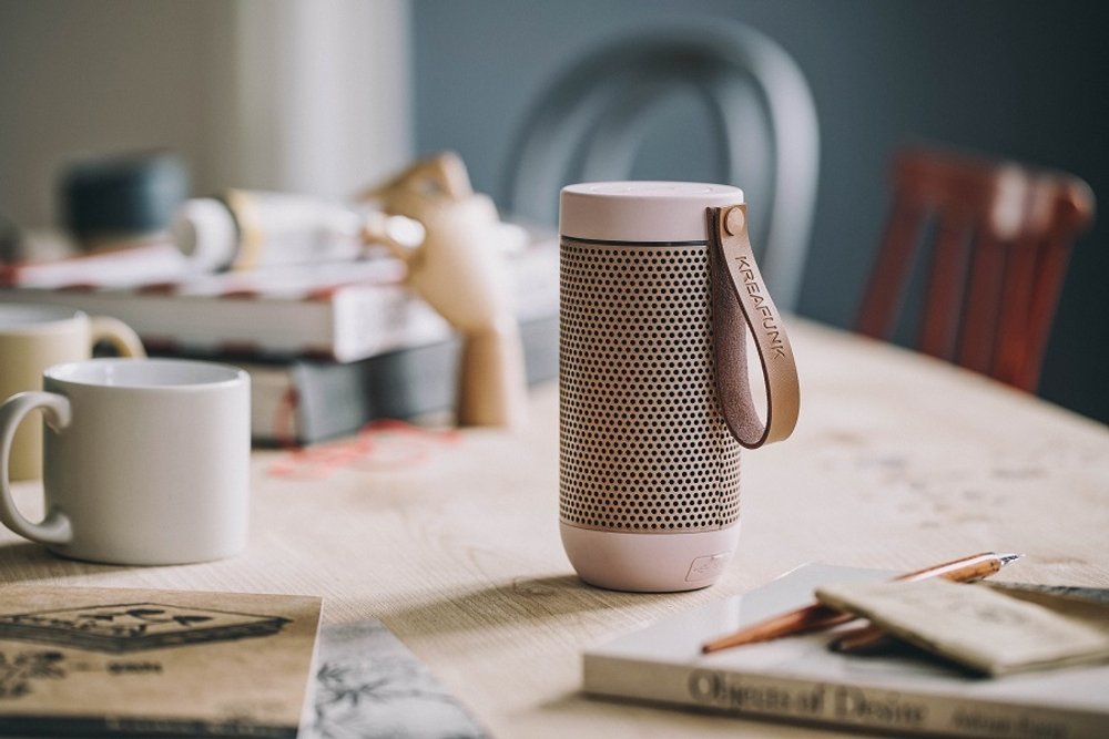 Колонка беспроводная с ремешком afunk, светло-розовая с бронзой