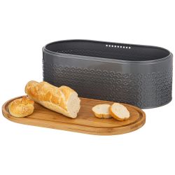 ХЛЕБНИЦА AGNESS 33,8Х18Х12СМ С 2-МЯ БАНКАМИ Д/СЫП. ПРОД. D10СМ, H11СМ, GREY