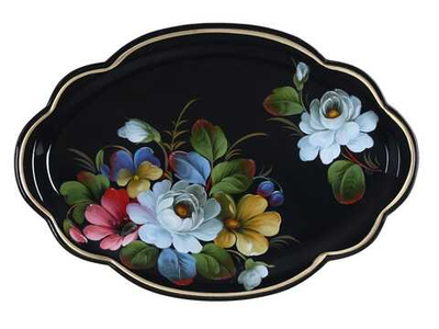 Жостовский поднос декоративный, размер 32х22 см (A11), металлический