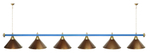 Лампа STARTBILLIARDS 6 пл. (плафоны зеленые,штанга зеленая,фурнитура золото)