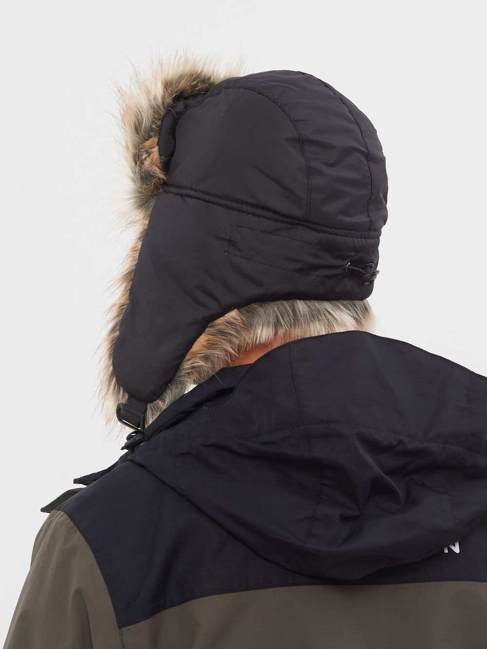 Шапка ушанка с маской Евро Енот ткань Taslan цвет Чёрный