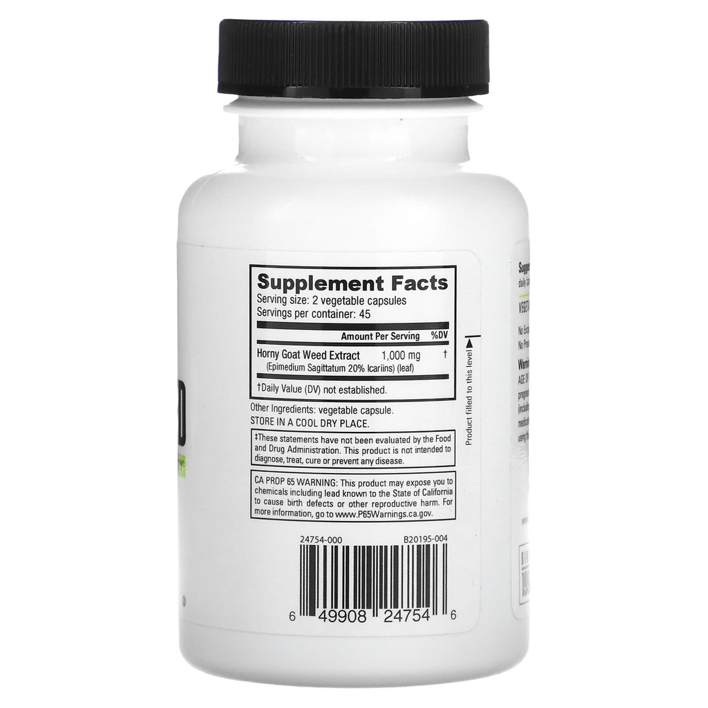 NutraBio, Horny Goat Weed, 500 мг, 90 растительных капсул