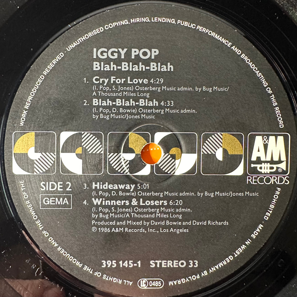 Iggy Pop ‎– Blah-Blah-Blah (Германия 1986г.)